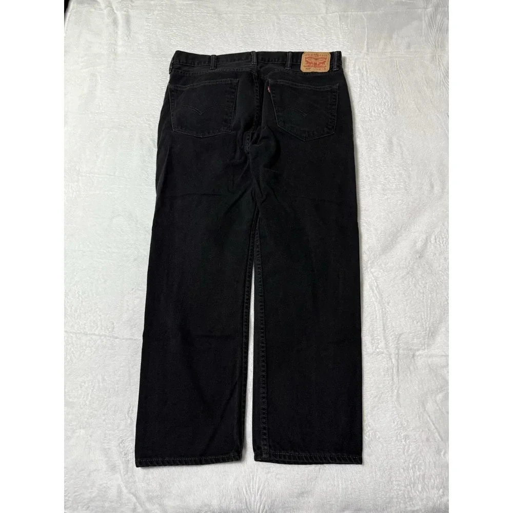 Levis 505 Jeans Mens 38x29 Black Regular Straight Mid Rise Dark Wash